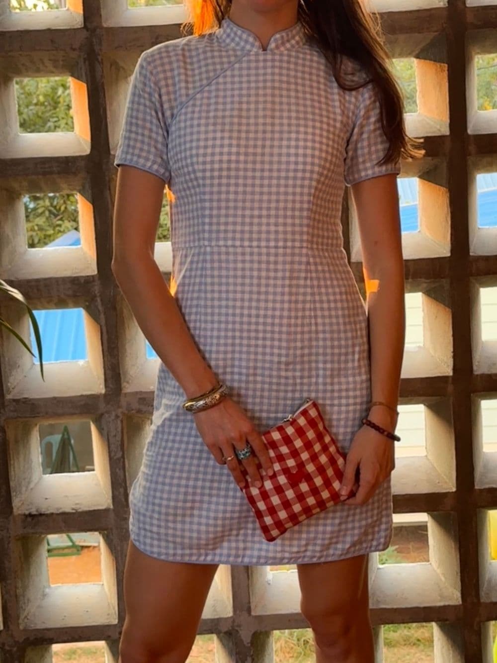 Vichy Chinese Dress - View 5