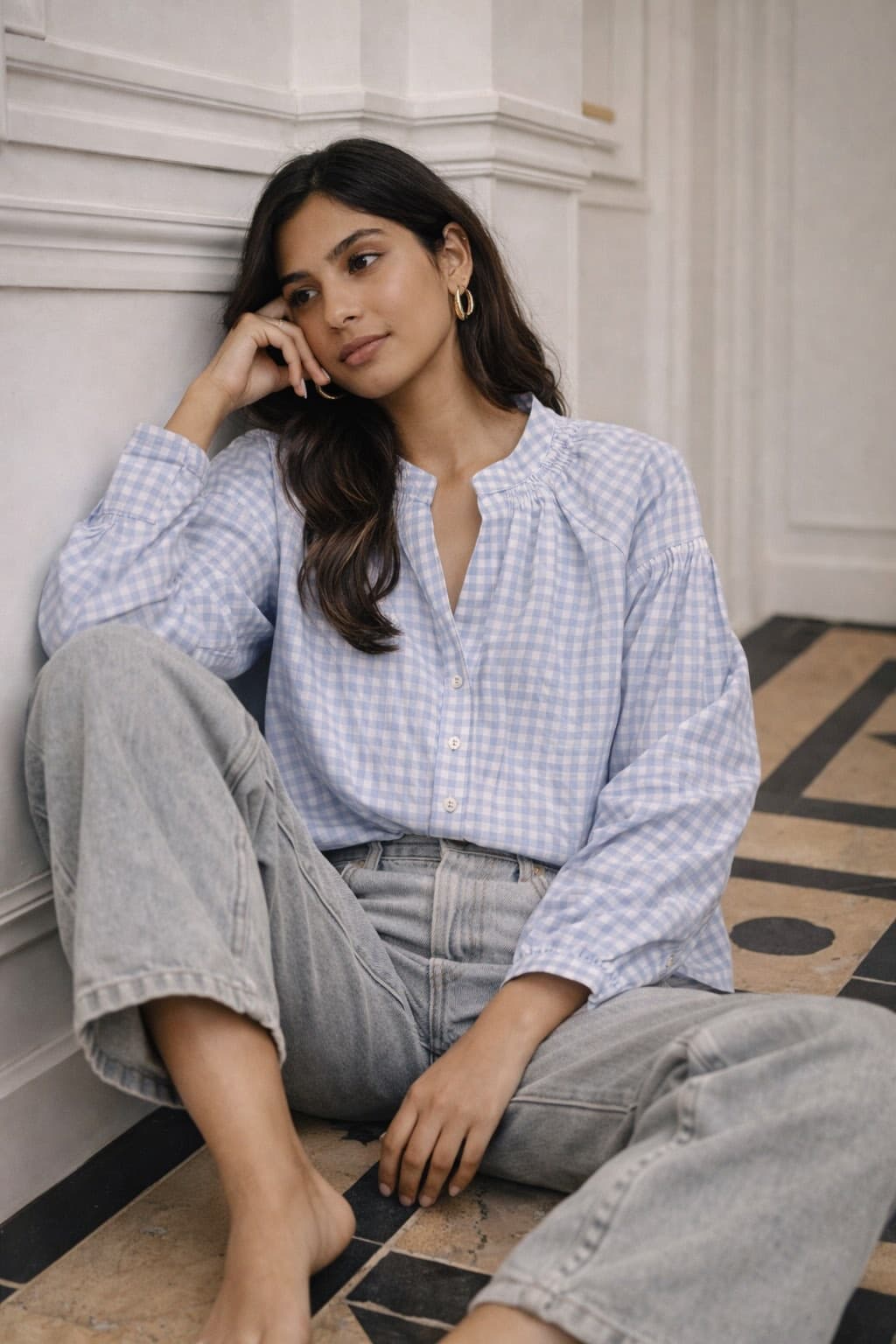 Vichy Top, Light Blue