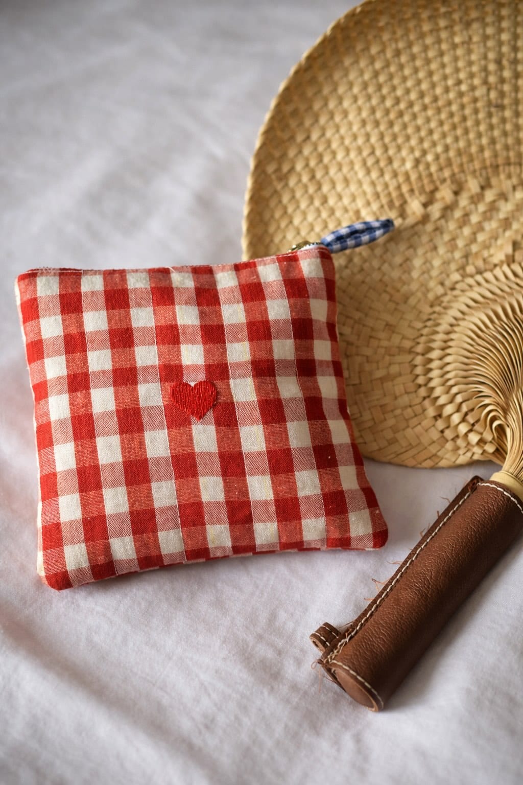 Embroidered Pouch in Brown, Elephant, handmade in Cambodia
