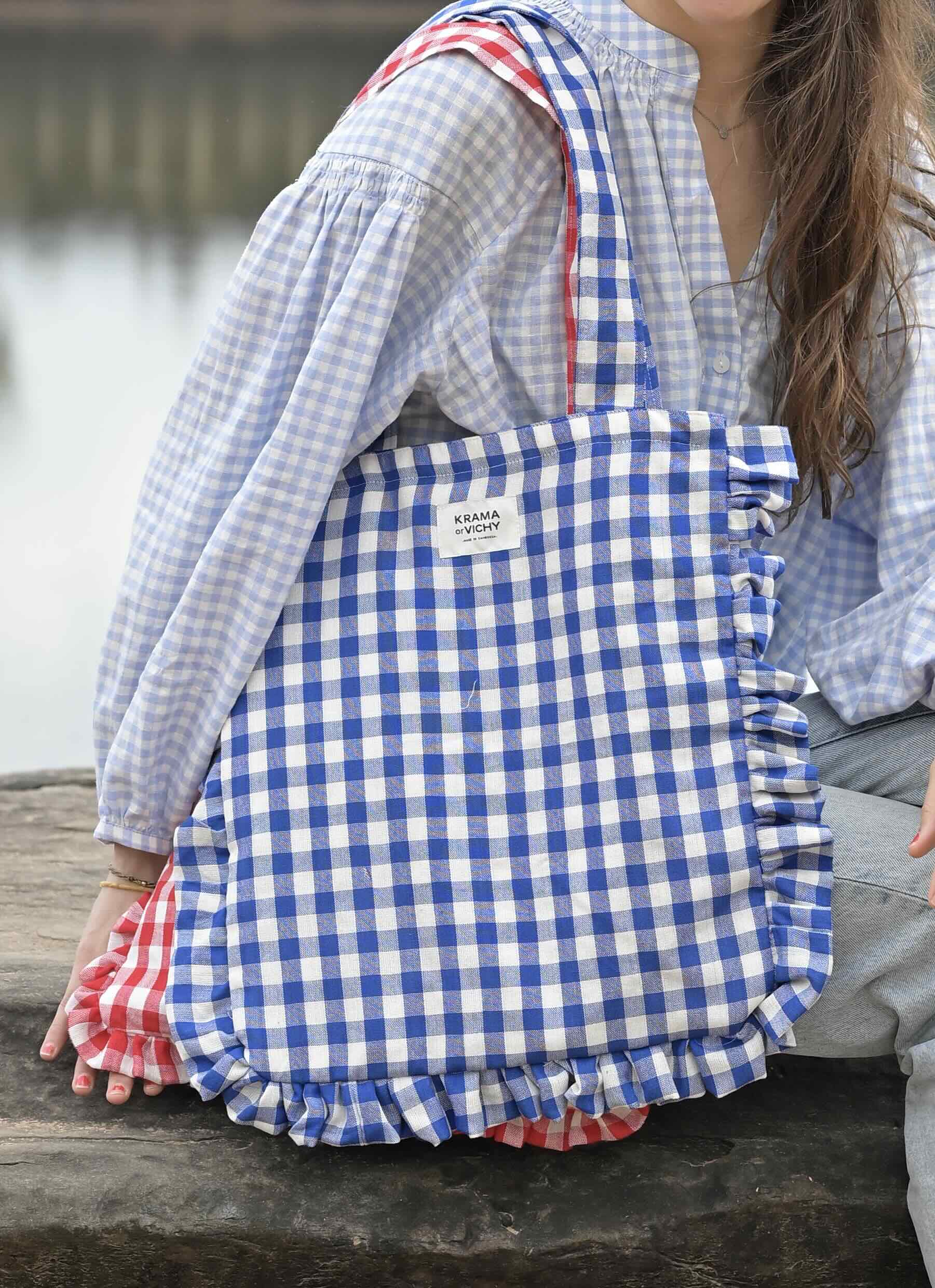 Handmade krama tote bag by KRAMA or VICHY